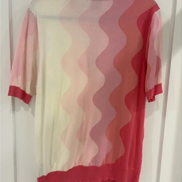 Jaded London Pink and Cream Wave Polo Shirt - Picture 2 of 3